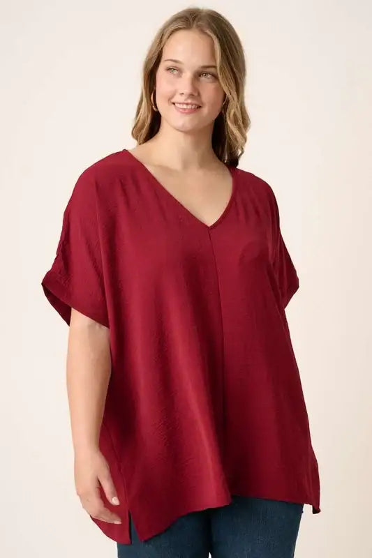 Plus Size Airflow Dolman Sleeve Woven Top in multiple colors