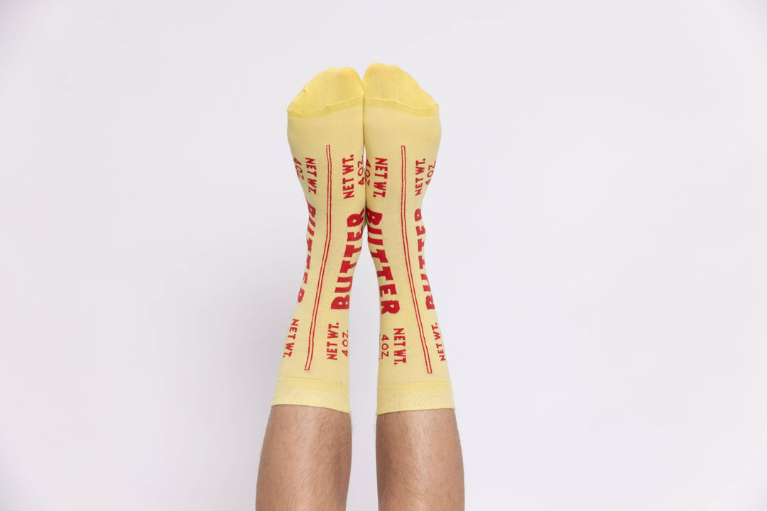 Yellow Owl Workshop - Butter Socks - Butter Foodie Gift Large Crew Socks