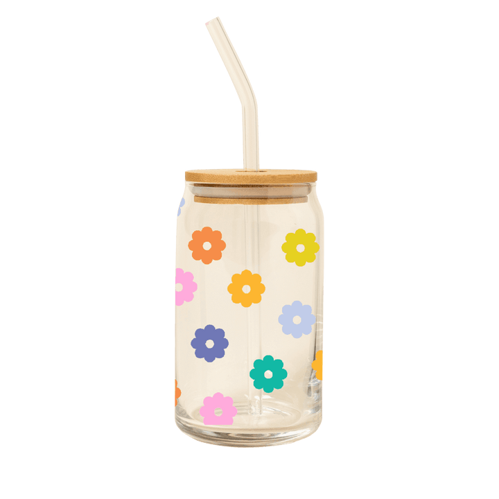 Can Glass w/Lid + Straw: Carnival Check