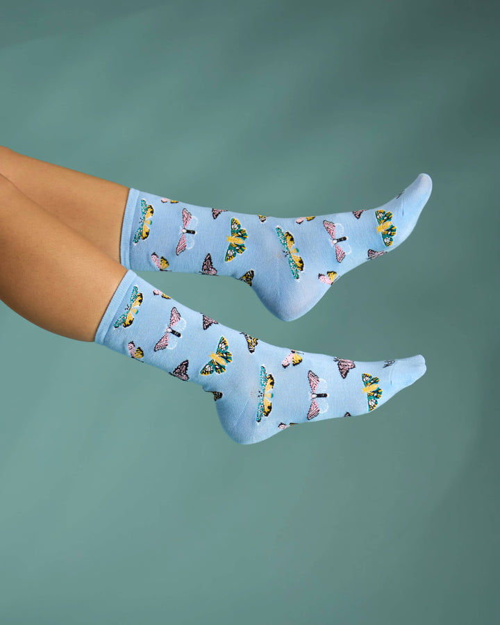 Infinity Classics International Inc. - Butterfly Crew Socks: Light Blue / 9-11