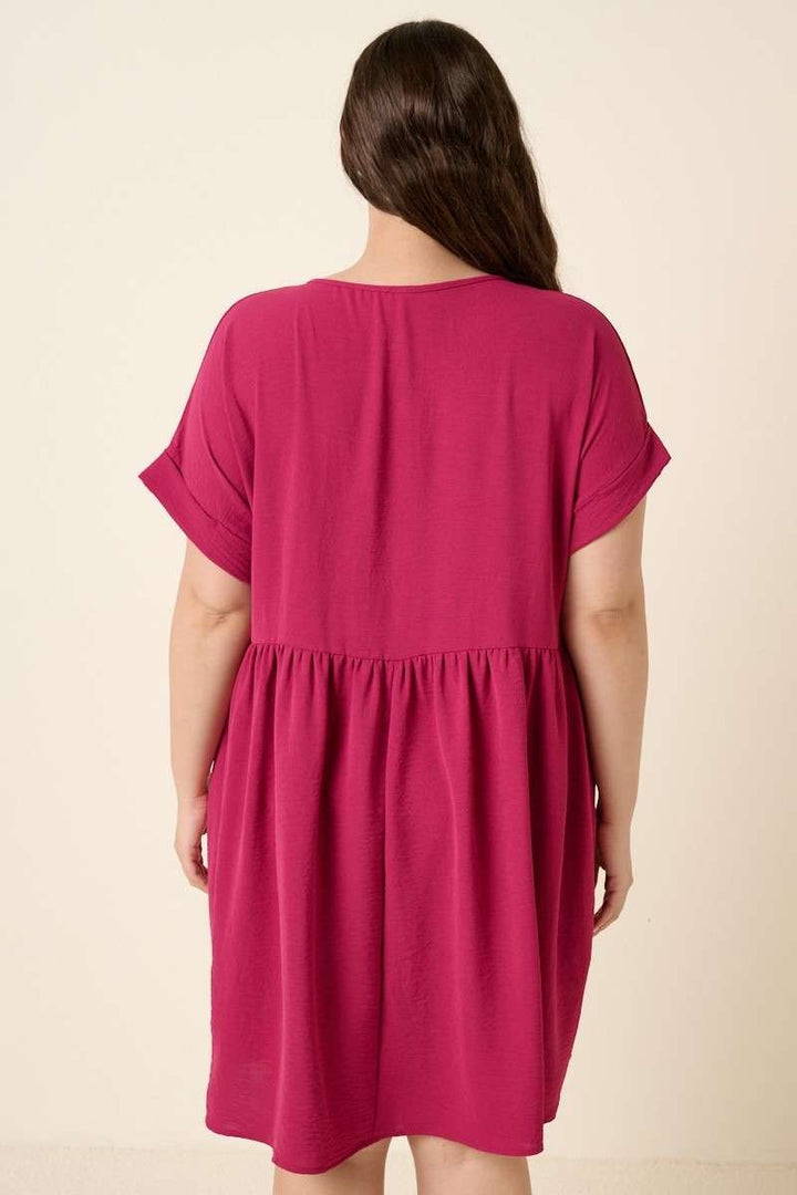 Plus Womens Mittoshop Airflow Short Sleeve Babydoll Dress Magenta