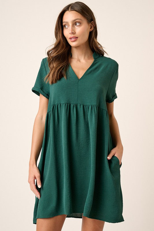 Womens Mittoshop Short-Sleeve Cuffed Dress GREEN