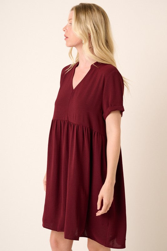 Womens Mittoshop Short-Sleeve Cuffed Dress RED