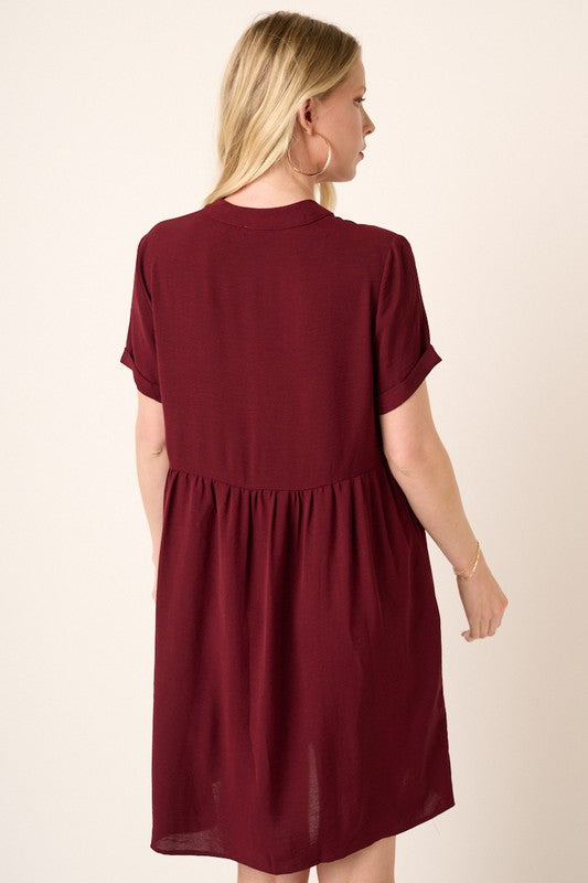 Womens Mittoshop Short-Sleeve Cuffed Dress RED