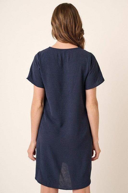 Womens Mittoshop Babydoll V-Neck Dress NAVY