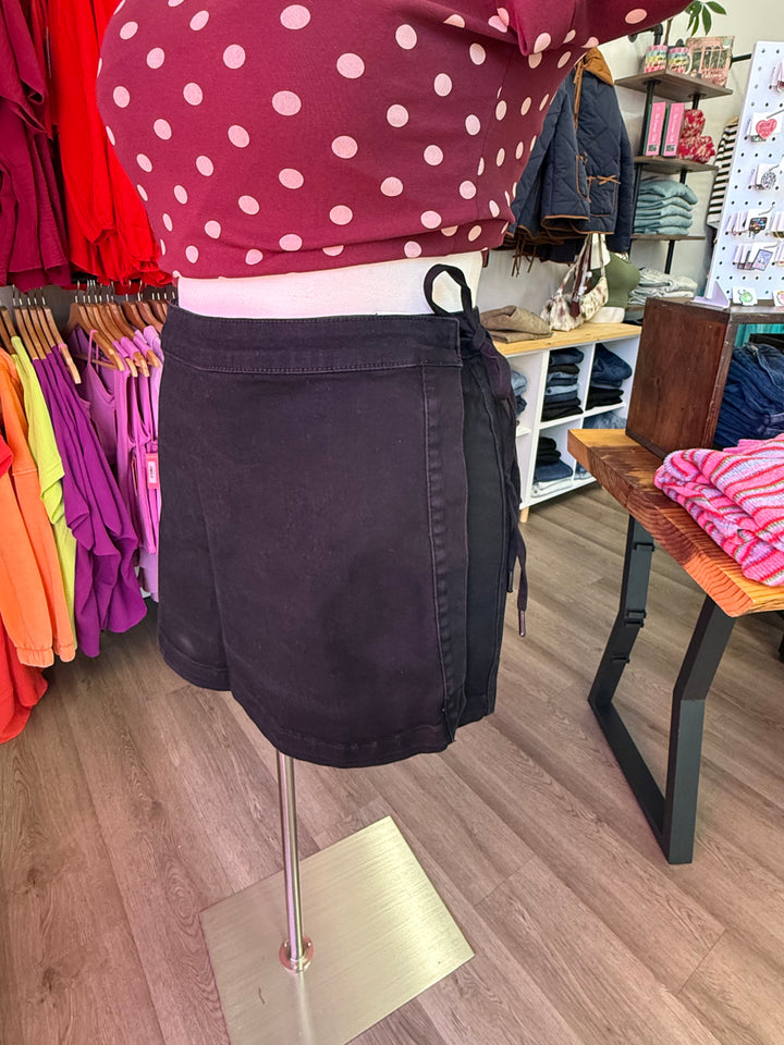 Judy Blue Black Skort with Side Tie Womens and Plus size