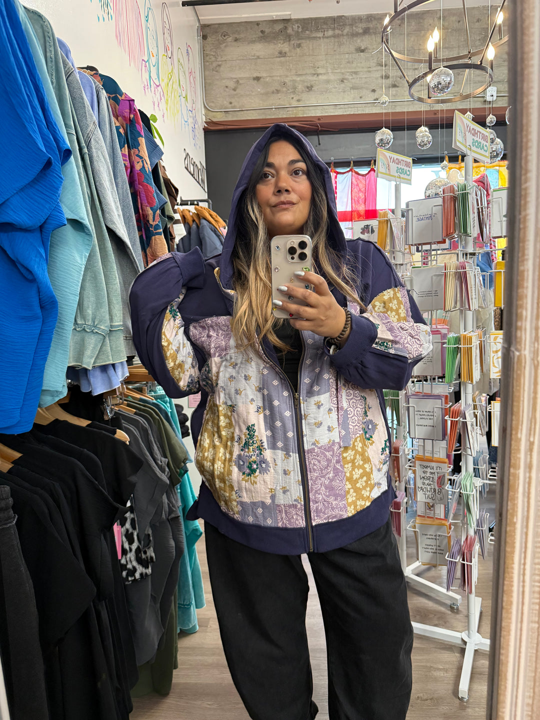 Plus Patchwork Zipper Hoodie
