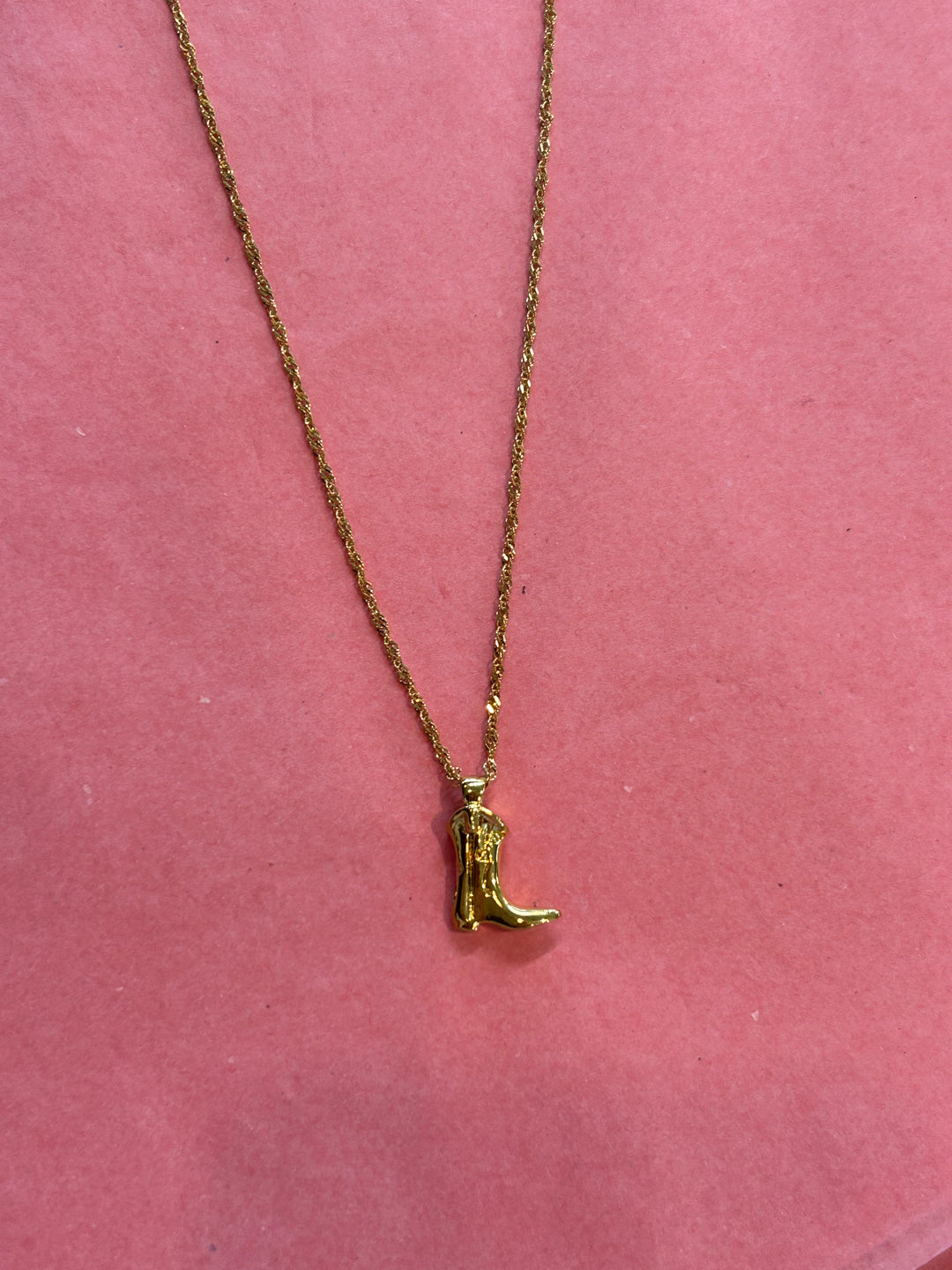 Cowboy Boot Necklace in Gold