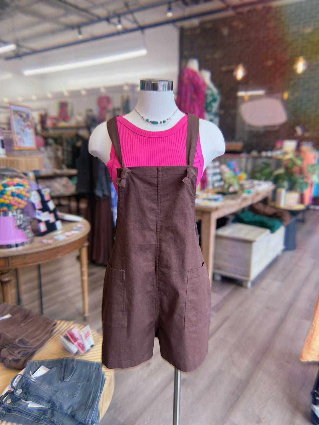 Womens Woven Knot Strap Rompers
