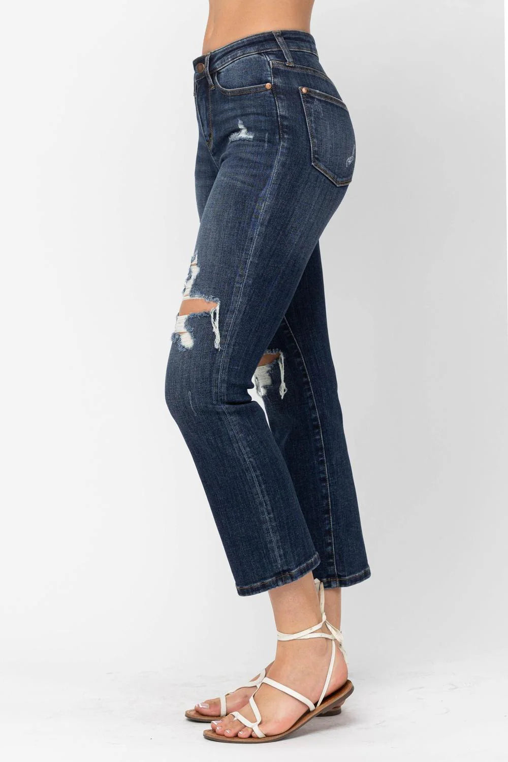 Judy Blue Jeans Mid Rise Straight Leg Dark Wash