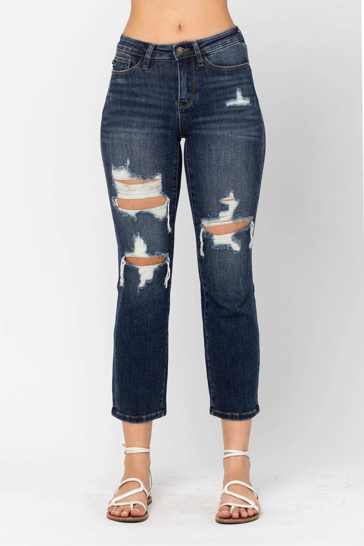 Judy Blue Jeans Mid Rise Straight Leg Dark Wash
