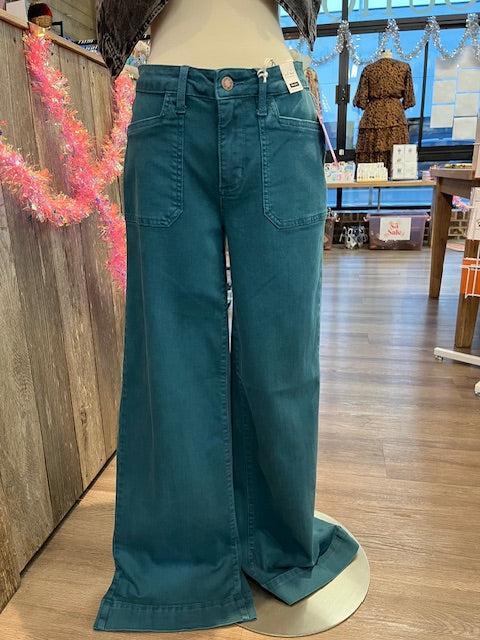 Womens Judy Blue Mid Rise Utility Wide Mid Rise - Teal