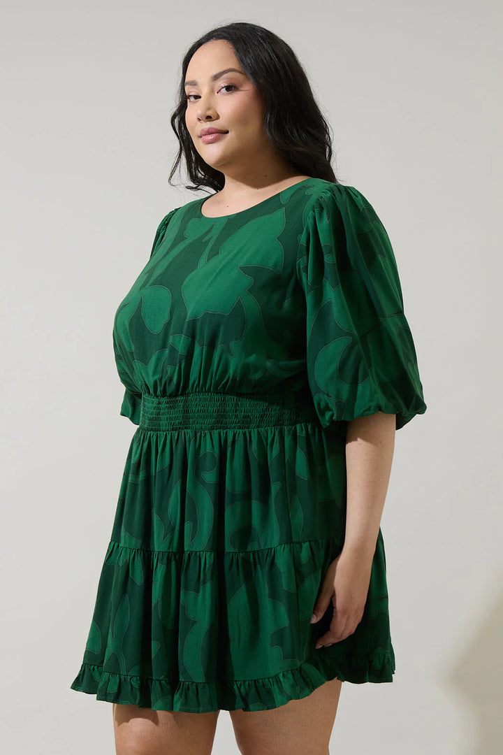 Plus Size Mini Abstract Ruffle Dress