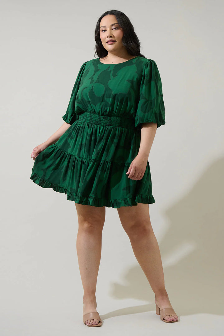 Plus Size Mini Abstract Ruffle Dress