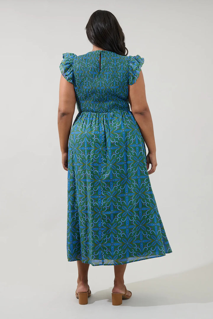 Plus Ezme Smocked Maxi Dress Floral