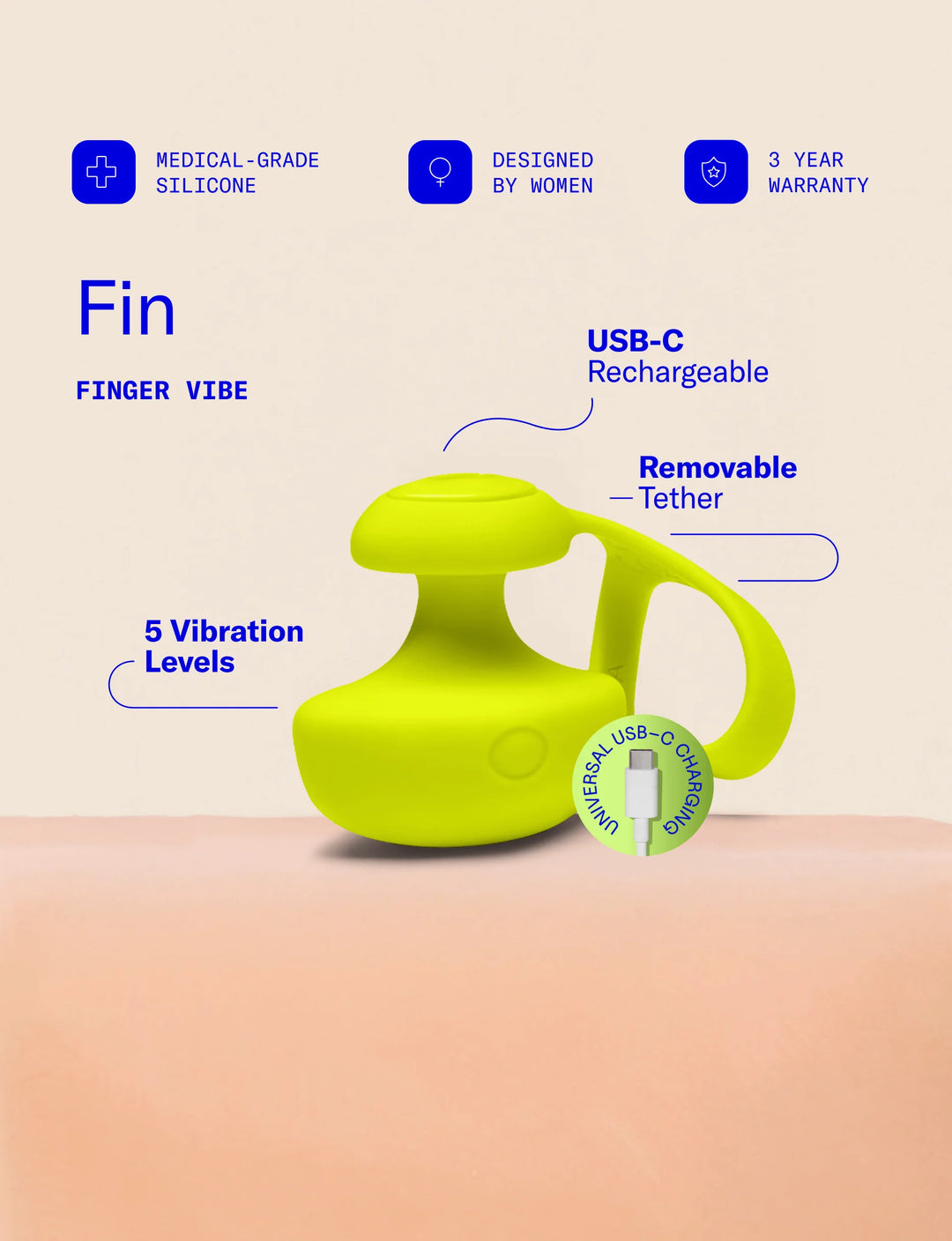 Dame Products - Fin, Finger Vibrator CITRUS Dame Products - Fin, Finger Vibrator CITRUS