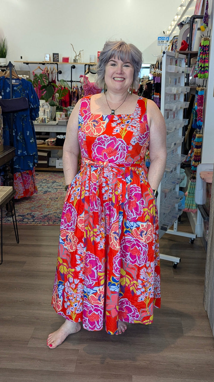 Plus Size Sugar Lips Rayen Sleeveless Midi Dress Floral