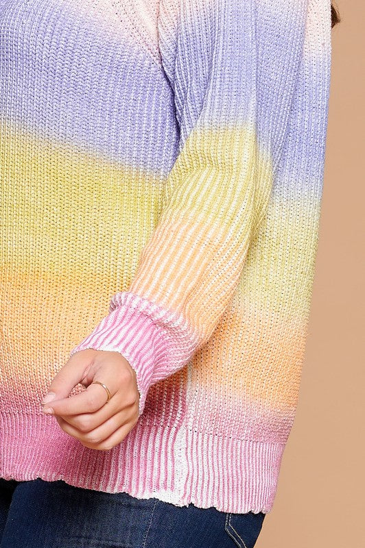 Plus Size Tie Dye Print Sweater Knit Top
