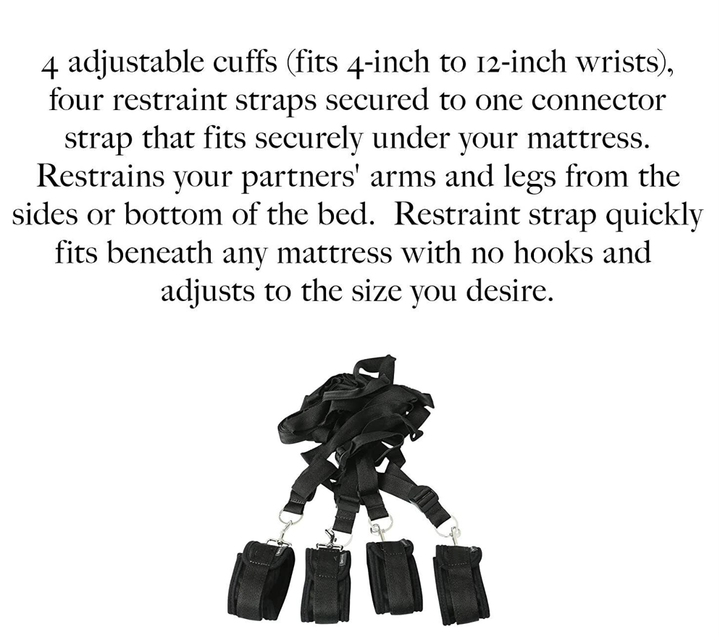 Under Mattress Sex Restraints- Black discreet Nylon straps