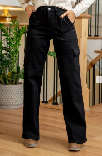 Womens Judy Blue High Rise Black Cargo