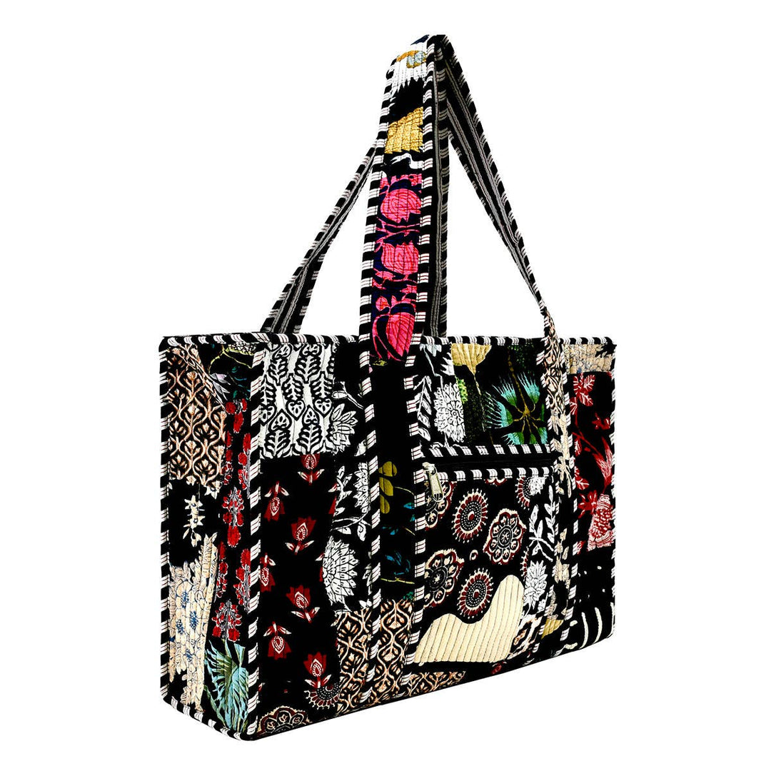 Cotton Fabric Patch Block Print Tote Bag- Small