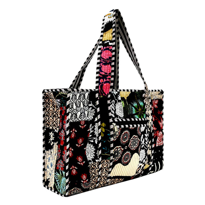 Cotton Fabric Patch Block Print Tote Bag- Small
