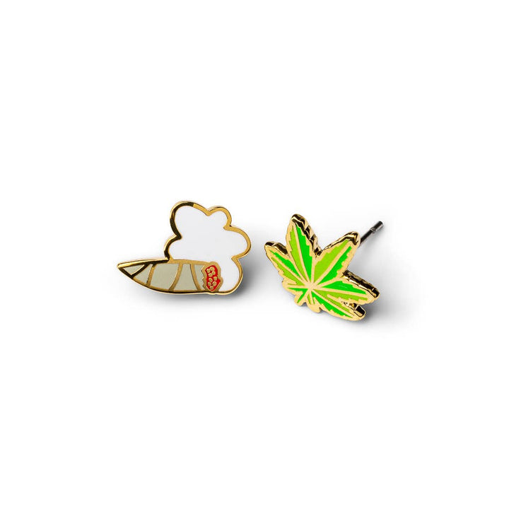 Yellow Owl Workshop - Weed Earrings - Gold Marijuana 420 Statement Studs