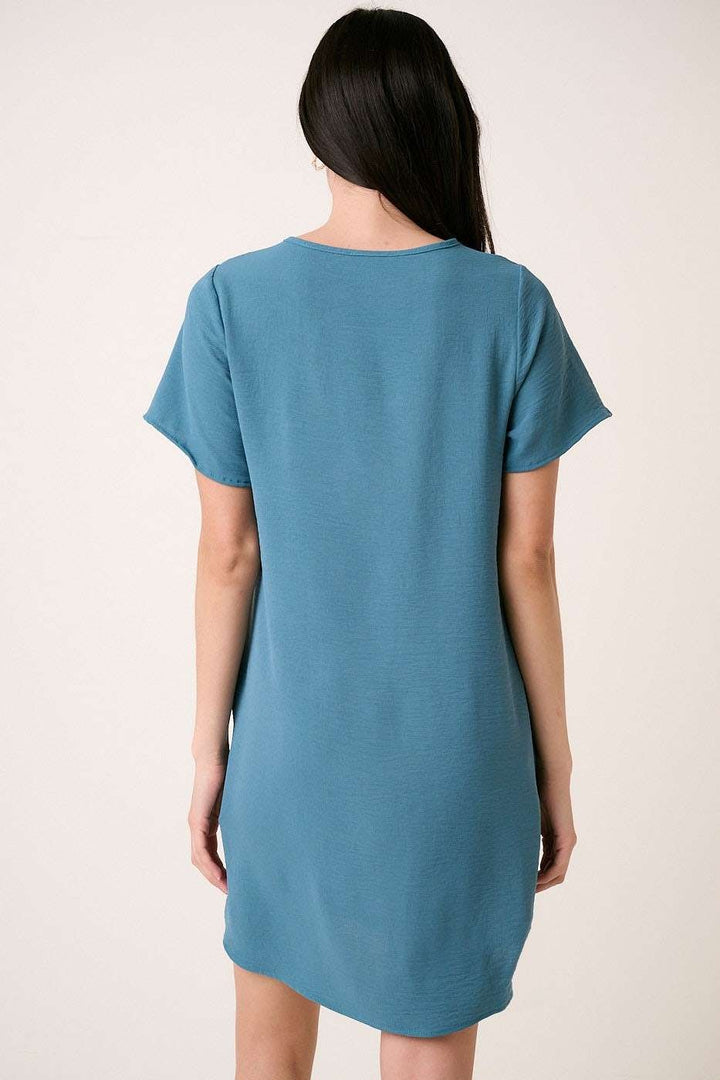 Womens Mittoshop Envelope V-Neck Dress Spring Blue