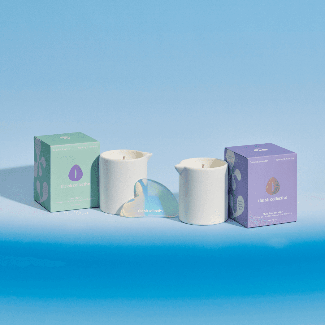 The Oh Collective - Rub Me Tender | Natural Massage Oil Candle with Gua Sha