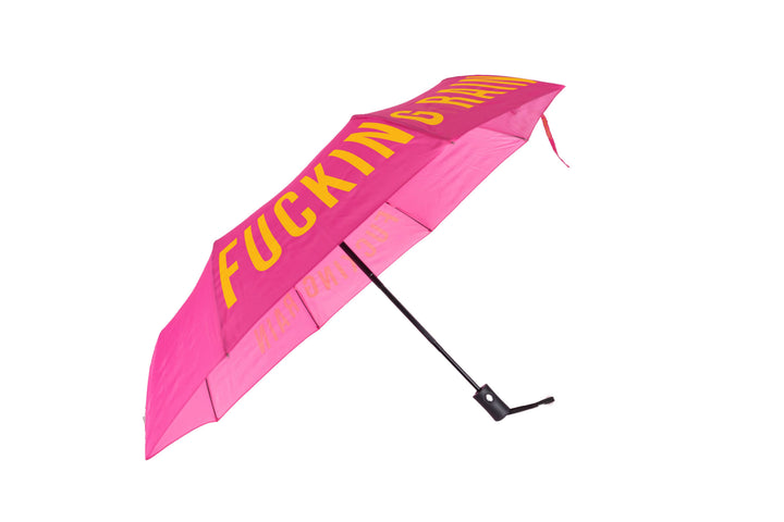 Fisura - Foldable umbrella "Fucking rain" pink