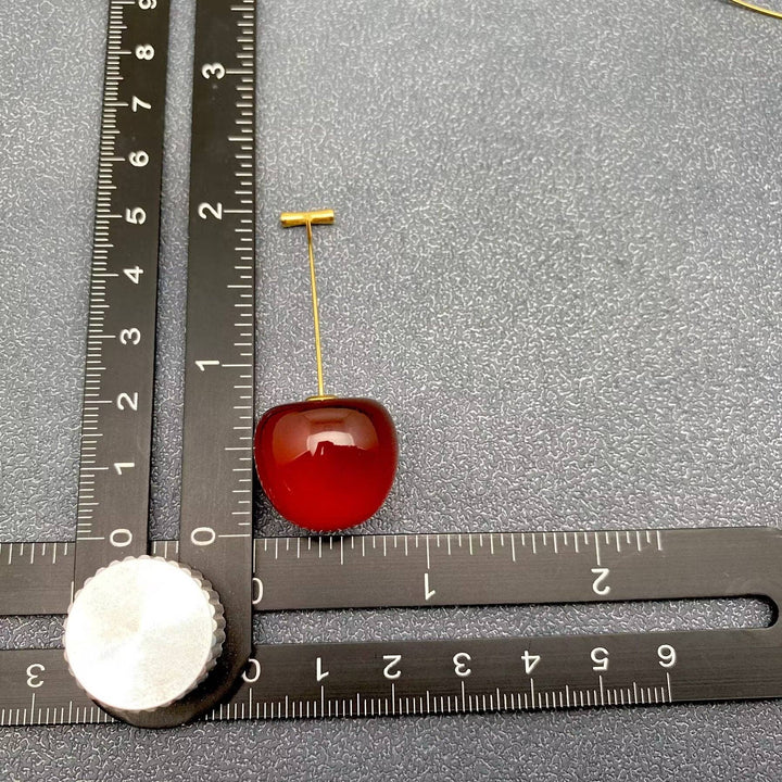 Mio Queena - Creative Resin Cherry Charm 18K Gold Plated SS Earrings -FGS
