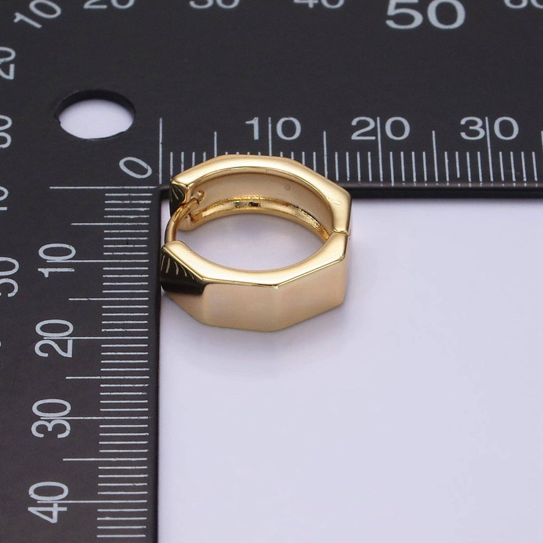Aim Eternal - 14K Gold Filled 16mm Hexagonal Geometric Huggie Earrings - Esme and Elodie
