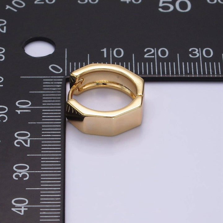 Aim Eternal - 14K Gold Filled 16mm Hexagonal Geometric Huggie Earrings - Esme and Elodie