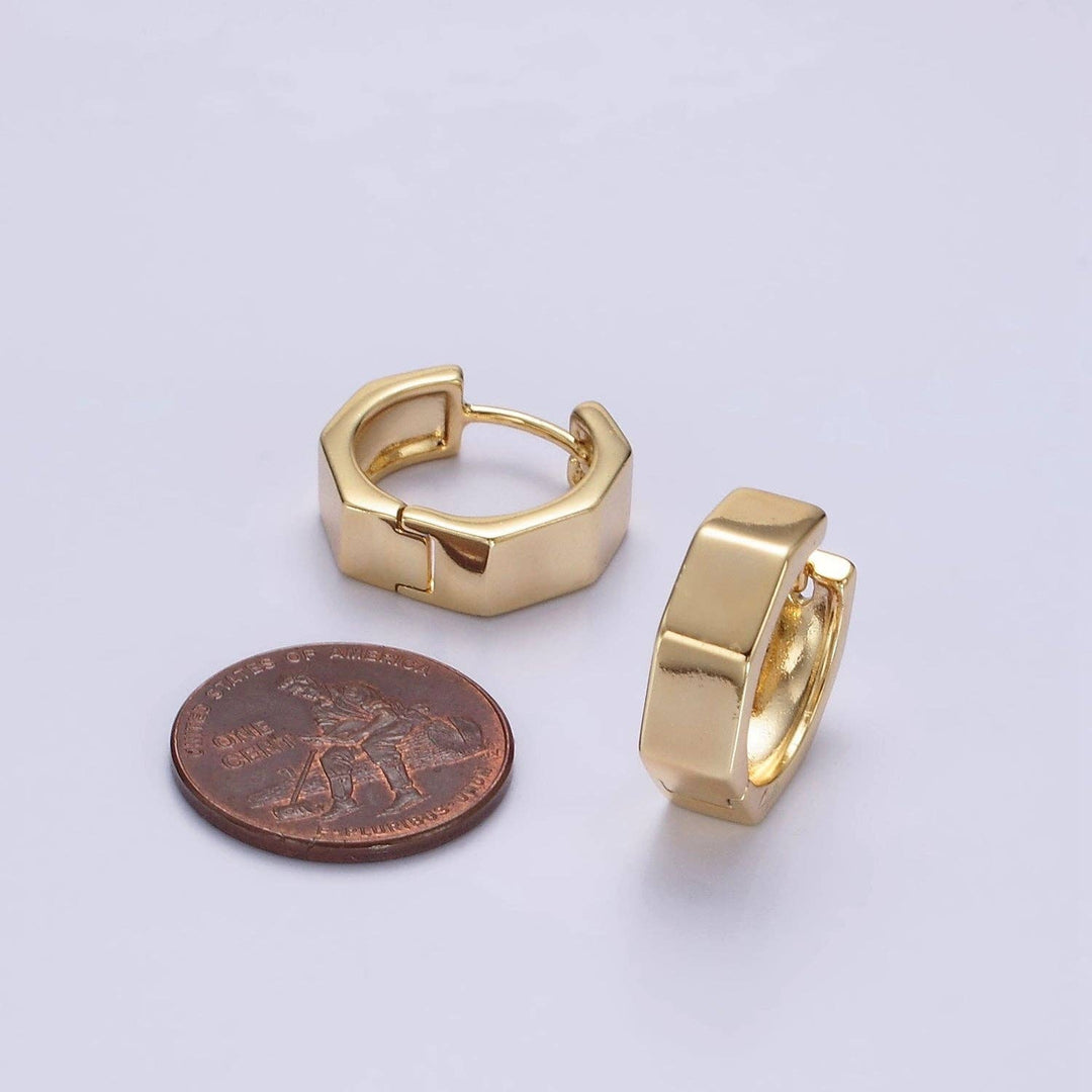 Aim Eternal - 14K Gold Filled 16mm Hexagonal Geometric Huggie Earrings - Esme and Elodie