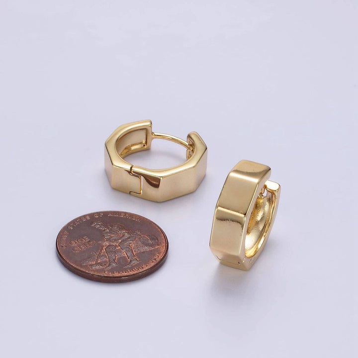 Aim Eternal - 14K Gold Filled 16mm Hexagonal Geometric Huggie Earrings - Esme and Elodie