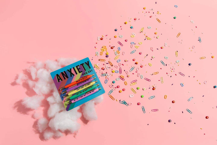 anxiety pen set in rainbow colors