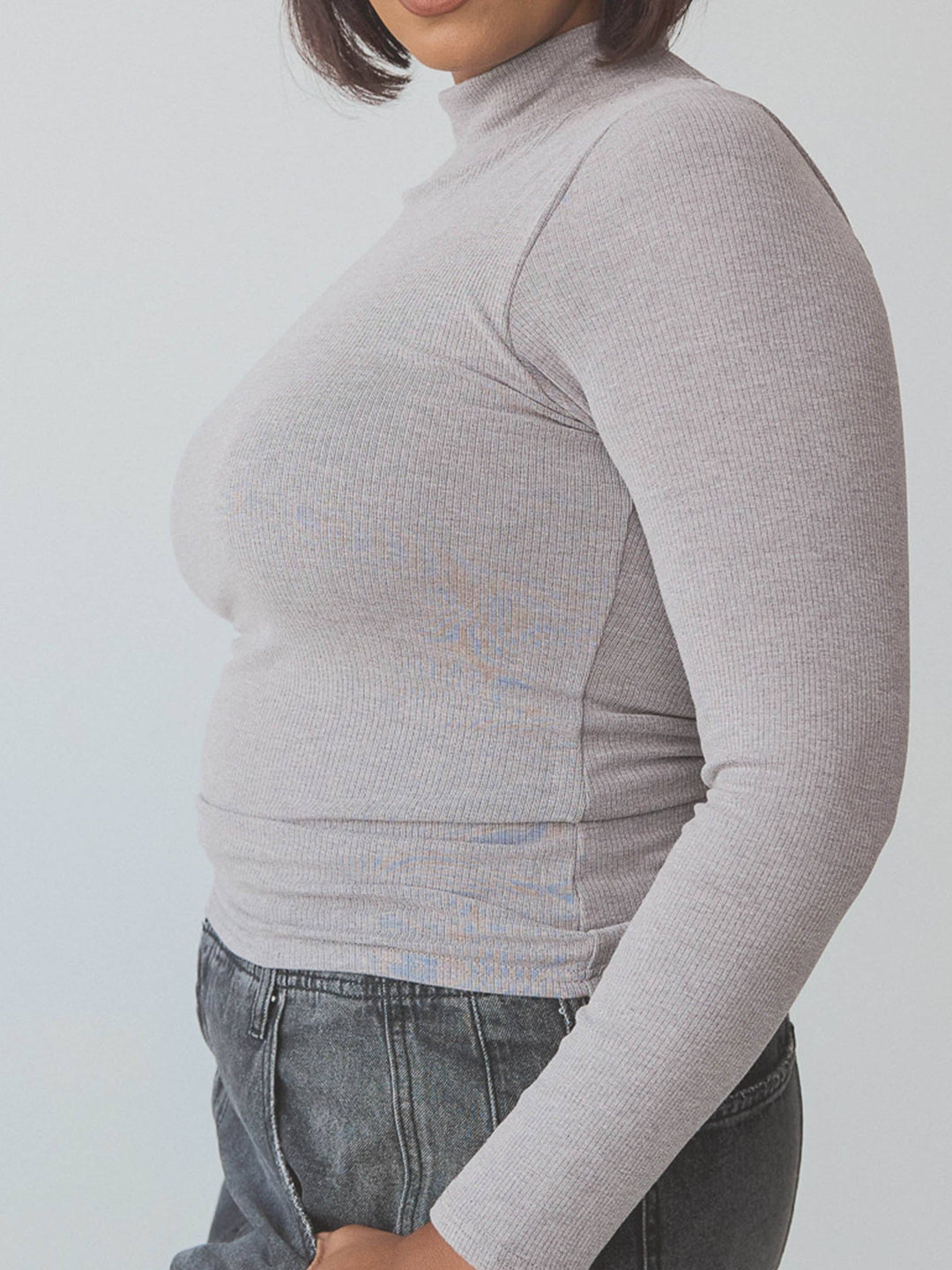 Klassy - Ribbed Turtleneck Long Sleeve: Black / 2XL
