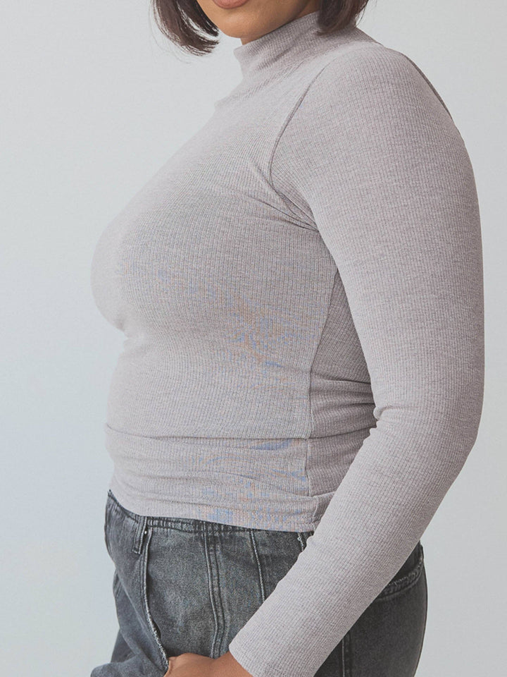 Klassy - Ribbed Turtleneck Long Sleeve: Black / 2XL