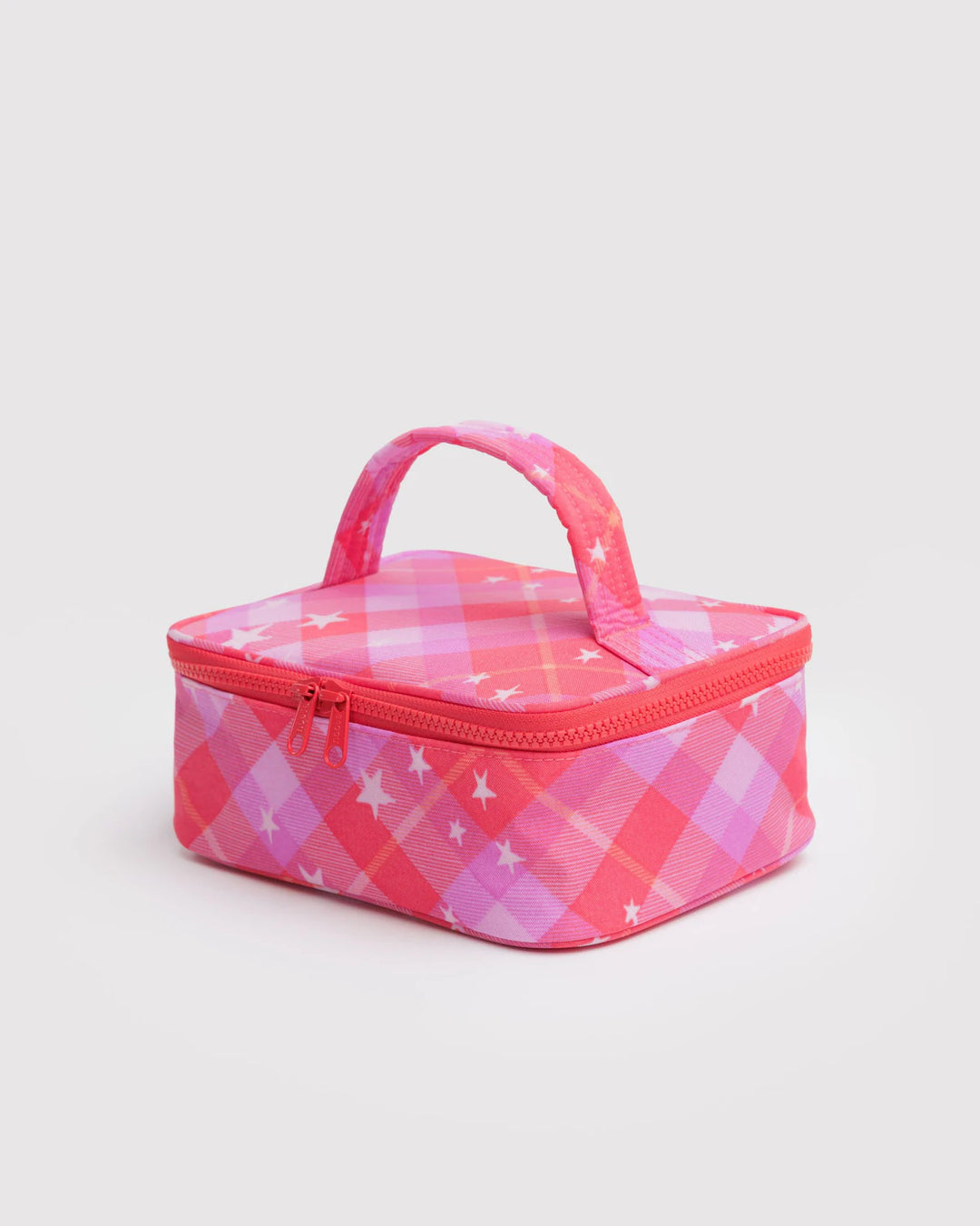 Baggu- Small Cosmetic Case Pink Plaid Star