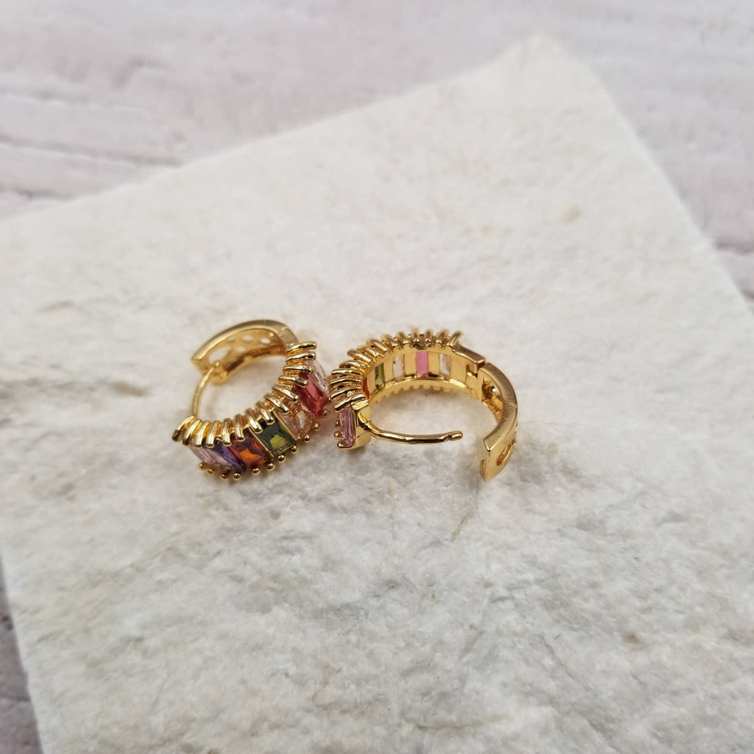 Multicoloured Crystal Shimmer Mini Hoops