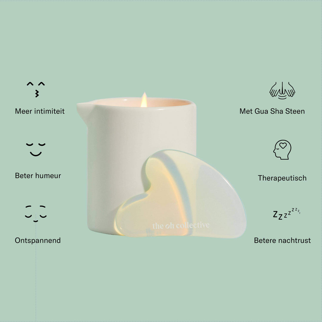 The Oh Collective - Rub Me Tender | Natural Massage Oil Candle with Gua Sha