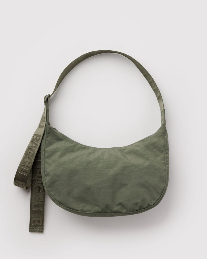 Baggu- Nylon Medium Crescent Bag in caper (Oilve)