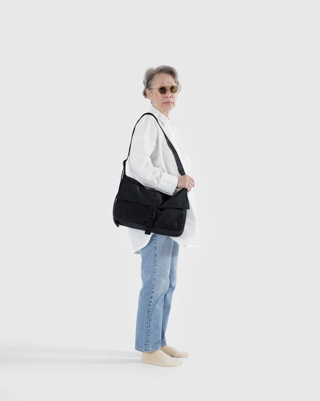 Baggu- Nylon Messenger Cross Body in Black