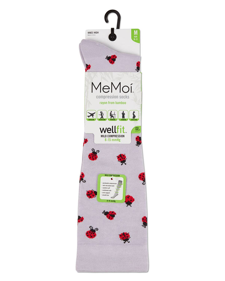 Infinity Classics International Inc. - Ladybugs Bamboo Compression Socks: Lavender / 9-11