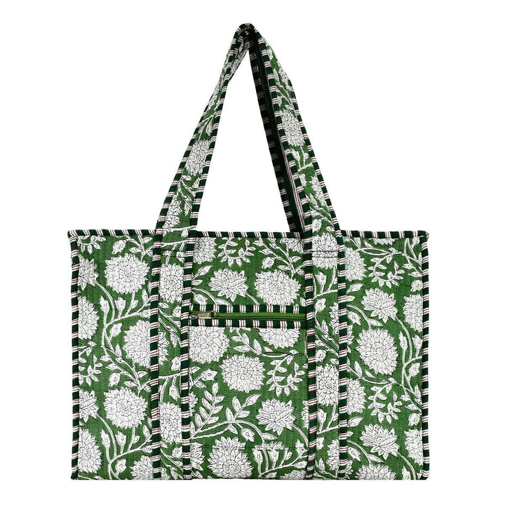 Cotton Block Print Tote Bag- Small & Large: Small
