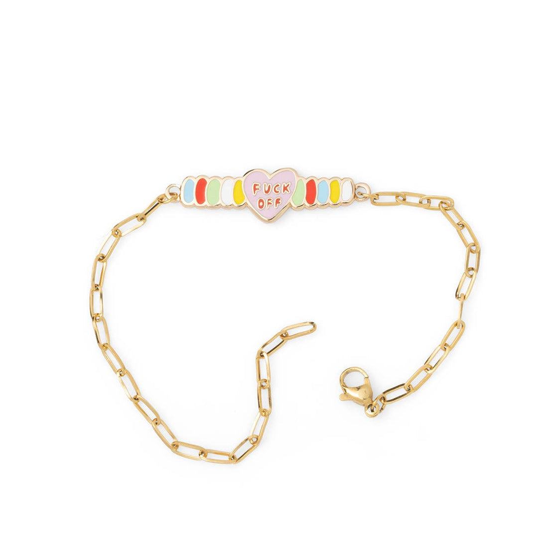 Yellow Owl Workshop - F*ck Off Bracelet - 18k Gold Gilt Enamel Swear Word Jewelry