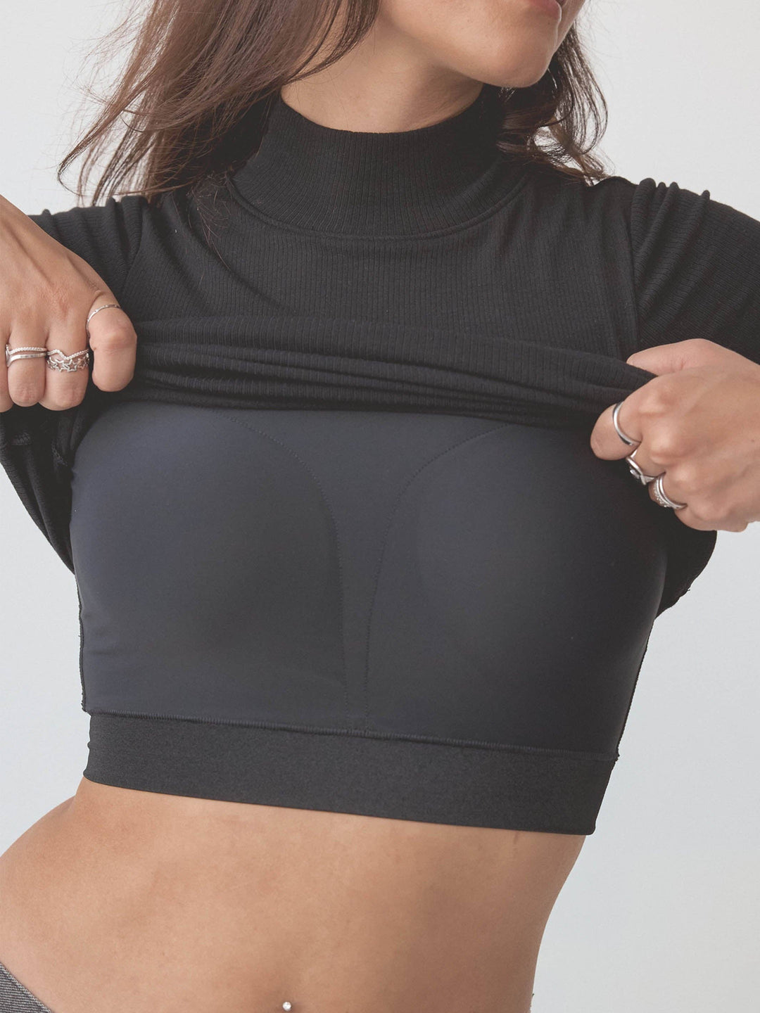 Klassy - Ribbed Turtleneck Long Sleeve: Black / 2XL