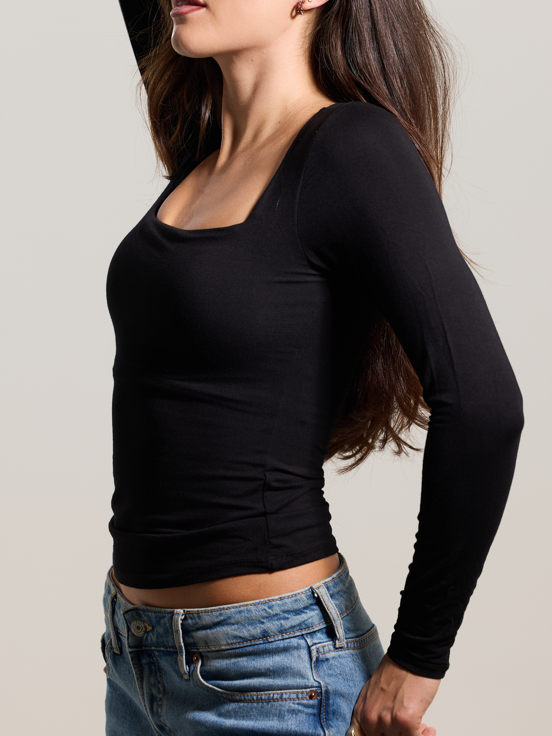 Klassy - Square Neck Braless Long Sleeve: Olive / 2XL