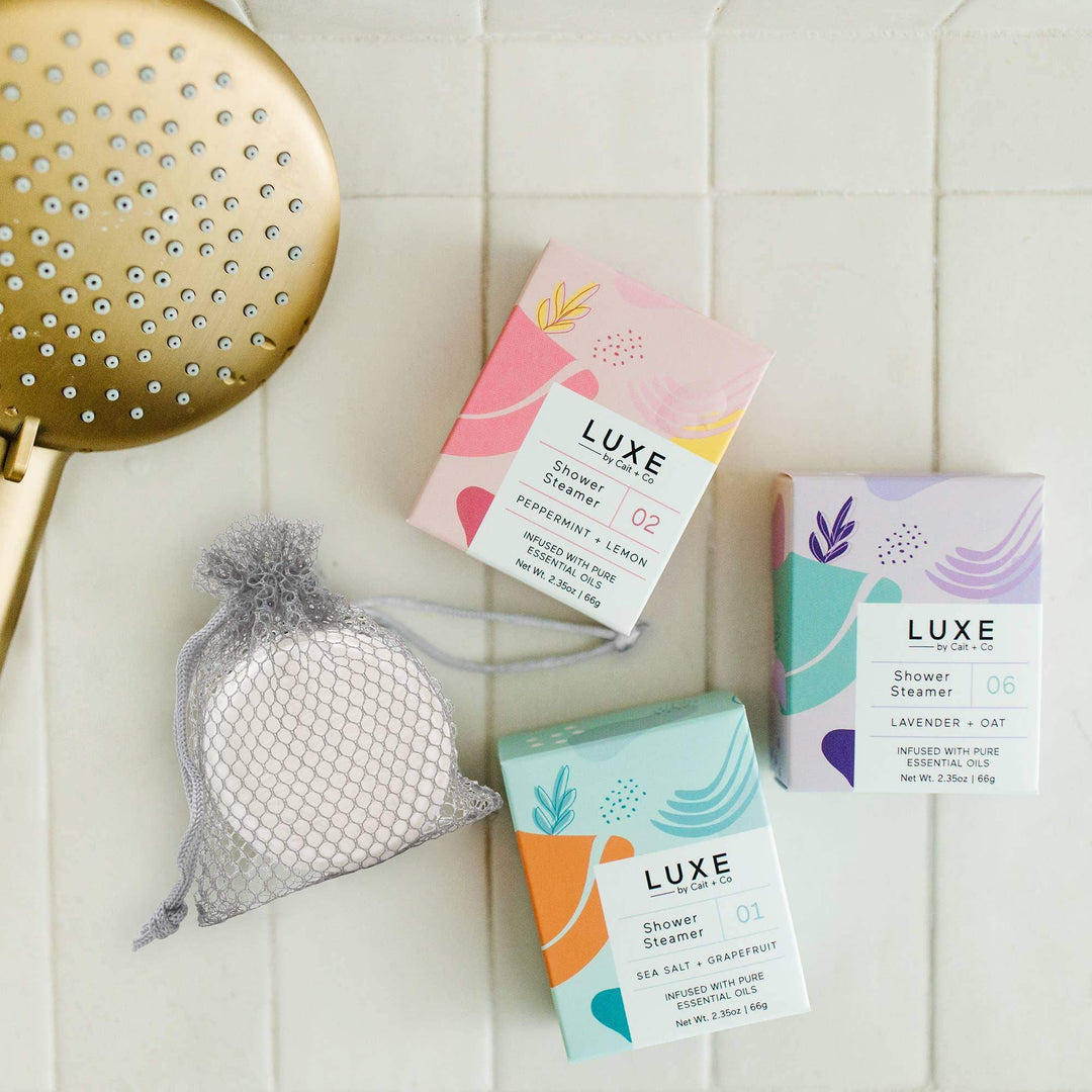 Cait + Co - Luxe Lavender + Oat Shower Steamer Fizzy Bomb - Esme and Elodie