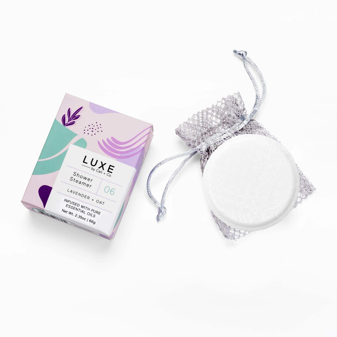 Cait + Co - Luxe Lavender + Oat Shower Steamer Fizzy Bomb - Esme and Elodie